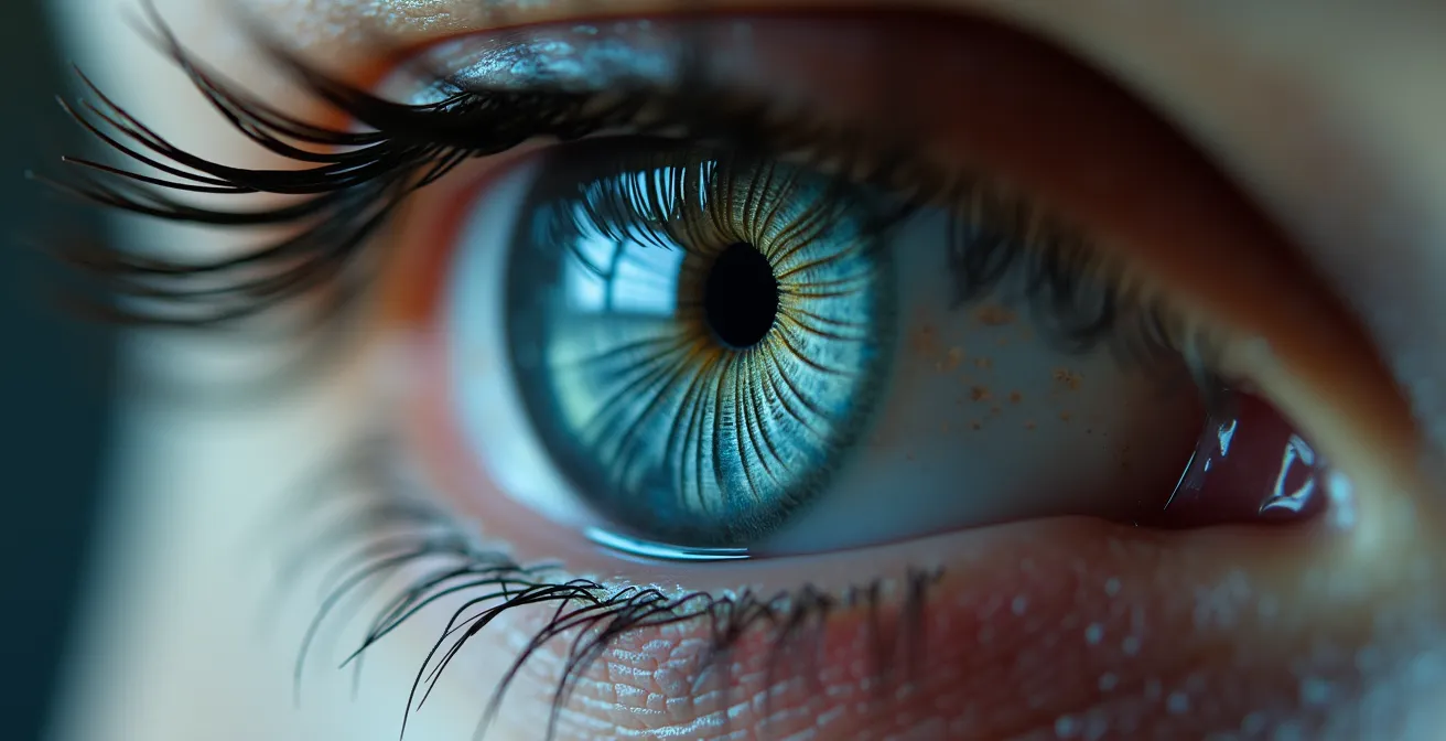 Reflet dans un miroir montrant les schémas intérieurs répétitifs