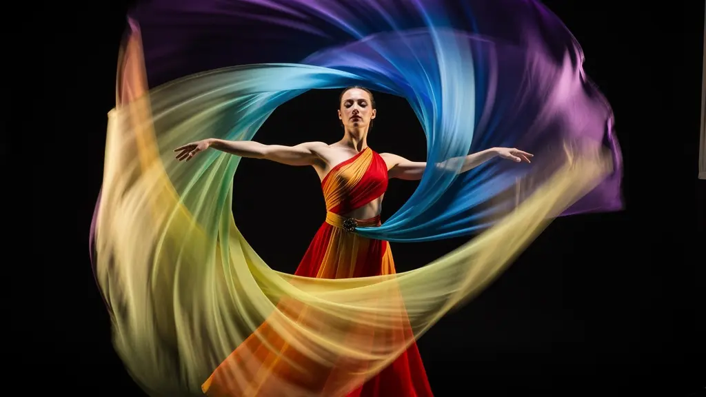 Spirale dorée s'élevant dans un espace cosmique abstrait avec gradation de couleurs du rouge au violet