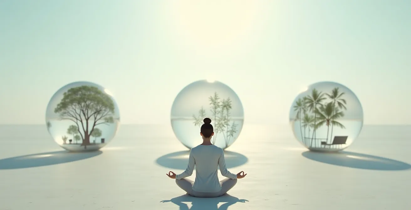 Personne visualisant trois versions différentes de son futur professionnel